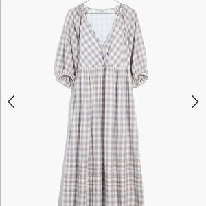 Madewell Mariana Puff-Sleeve Midi Dress in Plaid, size xL